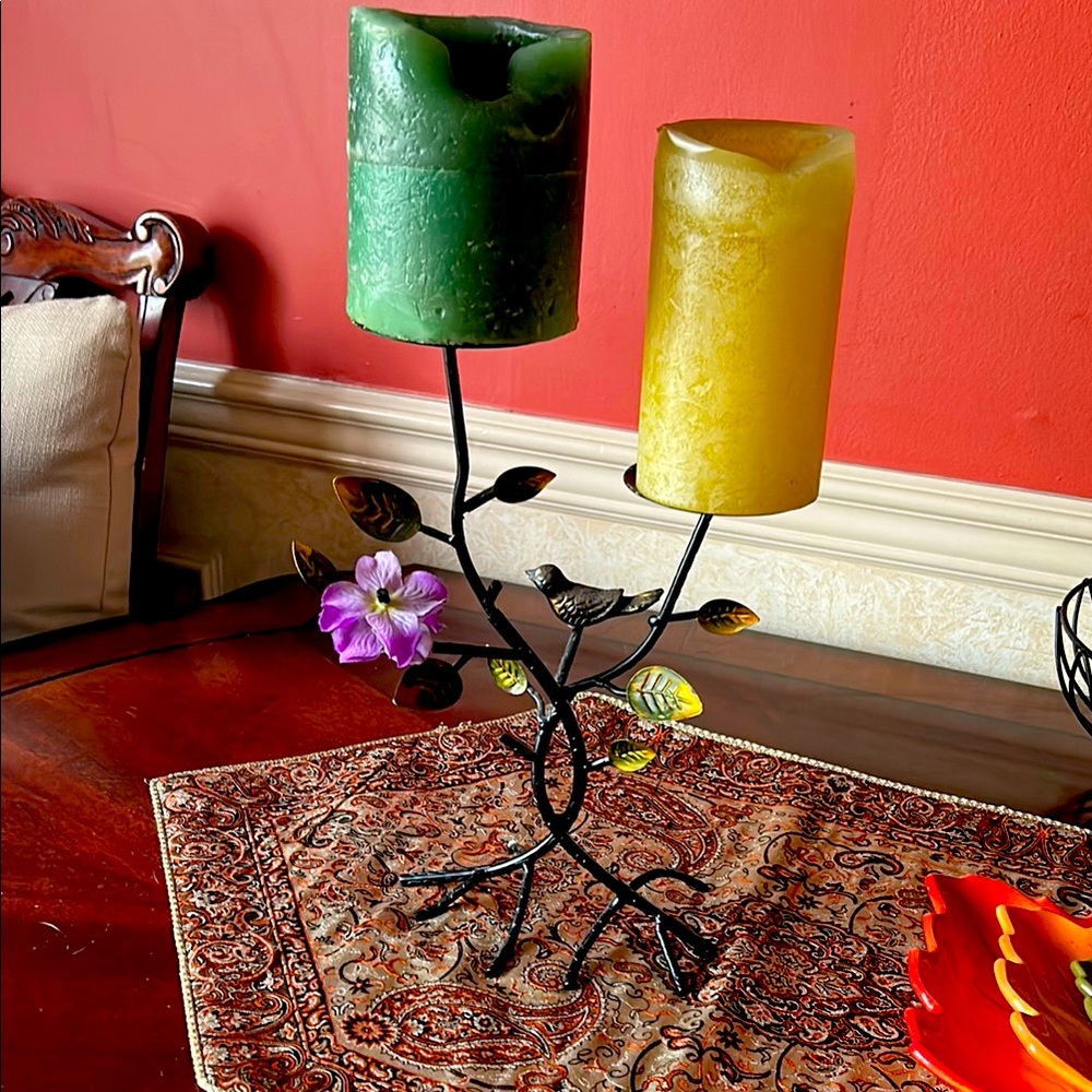 Elegant Green and Yellow Candle Holder